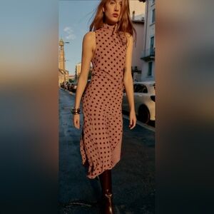 .TIED POLKA DOT MID DRESS Zara Size S NWT